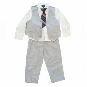 🖤 Nautica Gray Plaid Vest with Pink and Black Tie